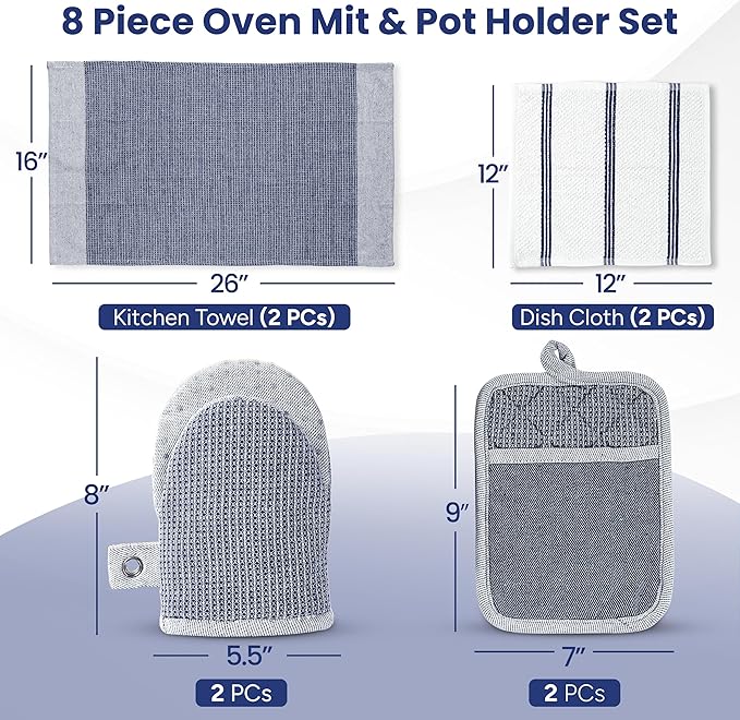 Casa Platino Mini Oven Mitts Set, 8-Piece – 500°F Heat Resistant Silicone Oven - Image 2