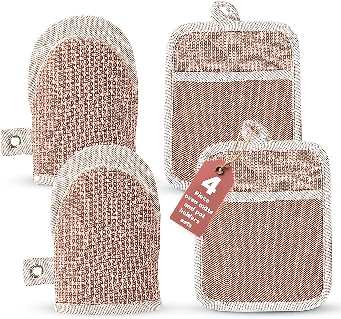 Casa Platino Cute Oven Mitts & Pot Holders, 4-Piece – Oven Mitts Heat Resistant by CasaPlatino
