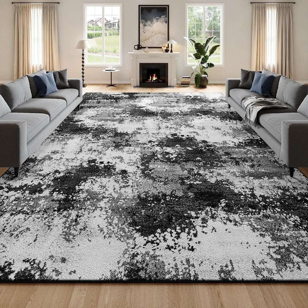 Washable Rug 9x12 Area Rugs for Living Room Bedroom Carpet Black