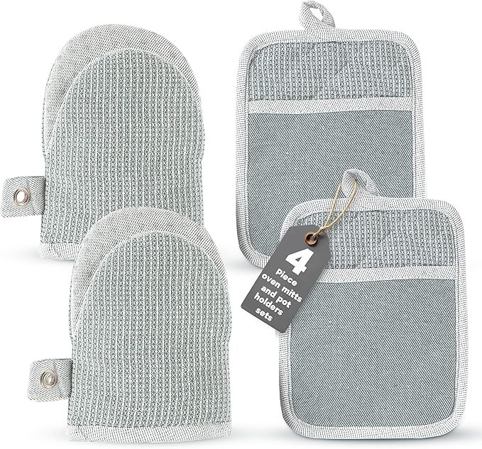 Casa Platino Heat Resistant Oven Mitts & Potholders, 4-Piece – Oven Mitt and by CasaPlatino