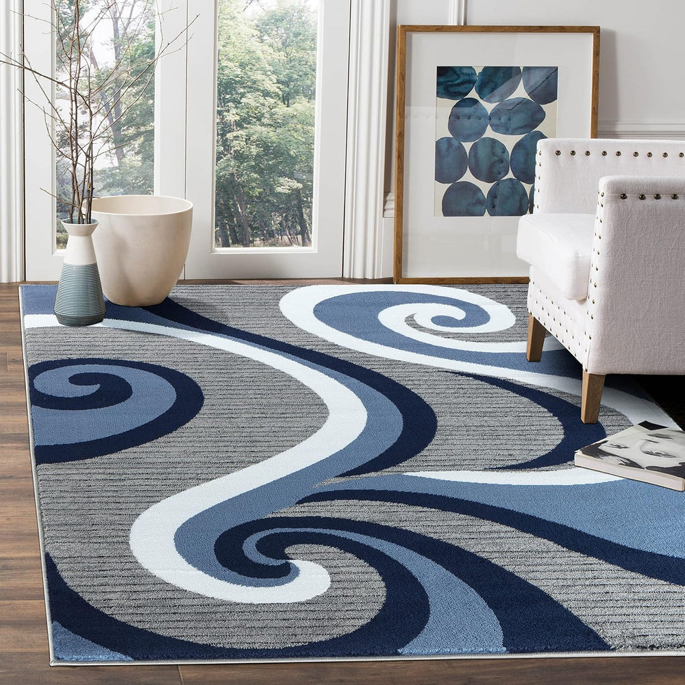 GLORY RUGS Modern Area Rug Swirls Carpet Bedroom Living Room Contemporary Din...