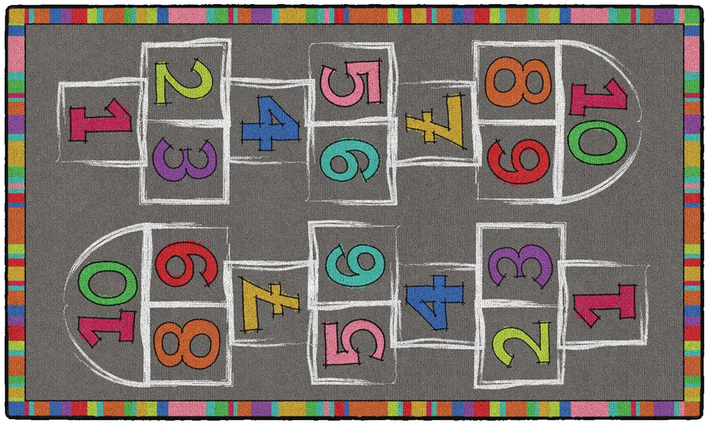 Flagship Carpets Hopscotch Rainbow Numbers Activity Area Rug for Children'...