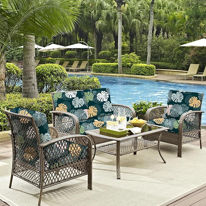 8Pcs Outdoor Cushion Covers, Patio Cushion Covers, Stretch Elastic Slipcovers
