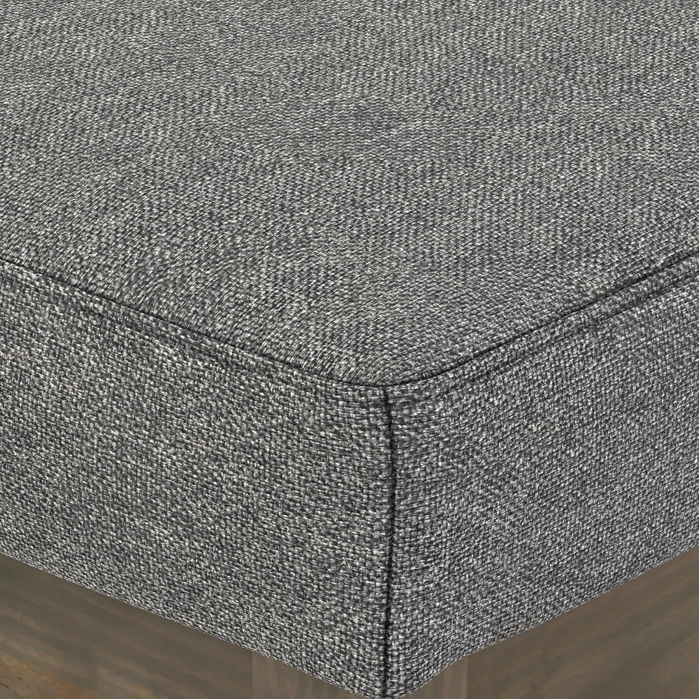 SIMPLIHOME Milltown 27" Wide Linen Look Rectangle Ottoman in Grey