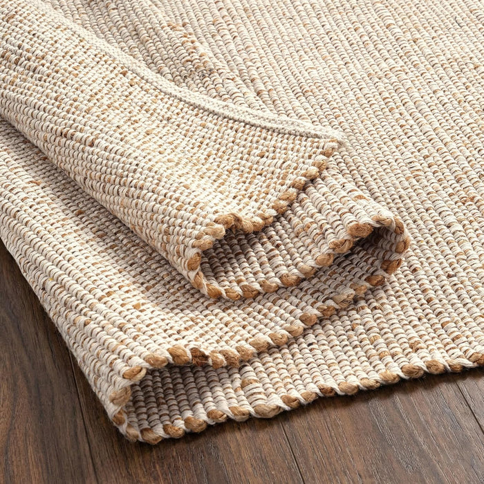 GRUHUM Jute Cotton Area Rug 5X8 ft Natural Hand Woven Farmhouse Rug Large