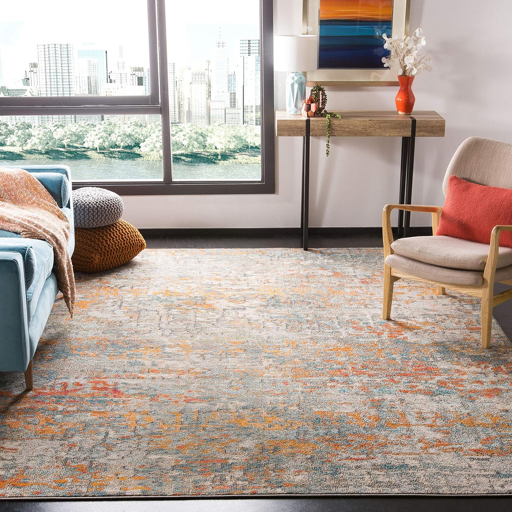 SAFAVIEH Madison Area Rug 8'x10', Modern Grey & Orange MAD460F