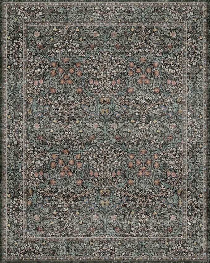 Washable Dark Green 10x12 Rug for Living Room - Image 2