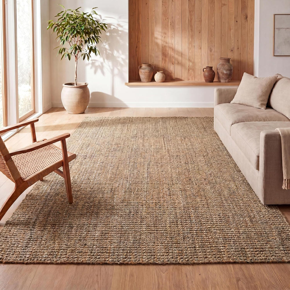 JONATHAN Y Biot Handwoven Jute Solid Natural Indoor Area Rug, 5x8, Traditiona...
