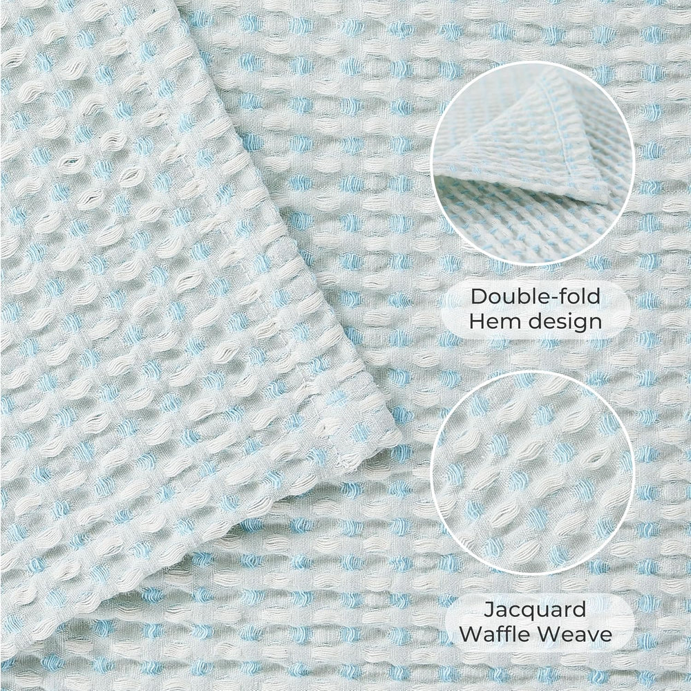 EGOHOME Lightweight Cotton Two-Tone Check Pattern Waffle Blanket Twin Size