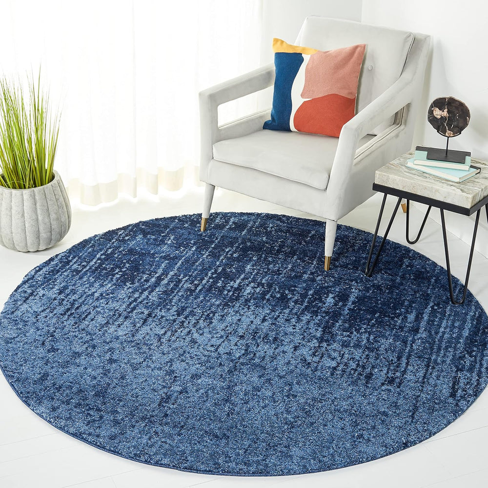SAFAVIEH Retro Collection Area Rug - 6' Round, Light Blue & Blue, Mod...