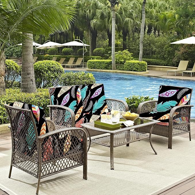 8Pcs Outdoor Cushion Covers, Patio Cushion Covers, Stretch Elastic Slipcovers