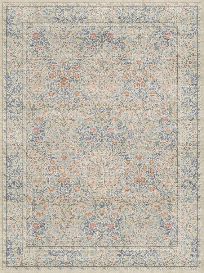 Washable Light Blue Bedroom Rug, 9x12 Area Rug - Image 2