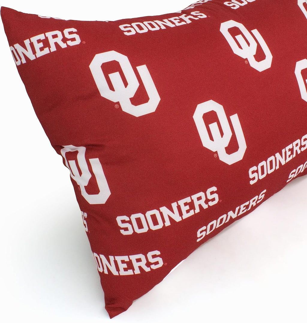 Everything Comfy Oklahoma Sooners Pillowcase, Body Pillow, 20" x 60", Includes 1 Pillowcase