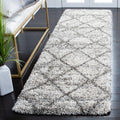 SAFAVIEH Hudson Shag Collection Runner Rug - 2'3" x 6', Grey & Beige, Modern Trellis Design, Non-Shedding & Easy Care, 2-inch Thick Ideal for High Traffic Areas in Living Room, Bedroom (SGH281J)