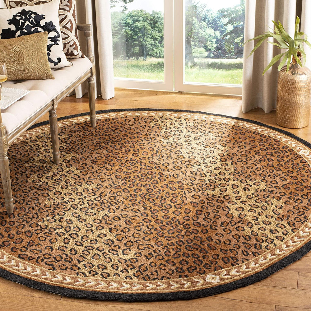 SAFAVIEH Chelsea Collection Area Rug - 6' Round, Black & Brown, Hand-...