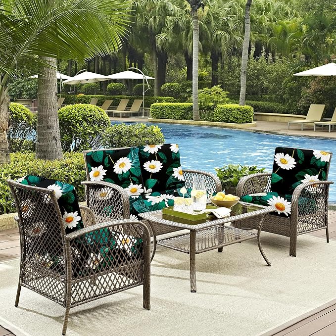 8Pcs Outdoor Cushion Covers, Patio Cushion Covers, Stretch Elastic Slipcovers - Image 5
