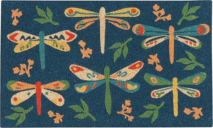 Now Designs Dragonfly Natural Coconut Fiber Printed Doormat Vinyl Backed by NowDesigns