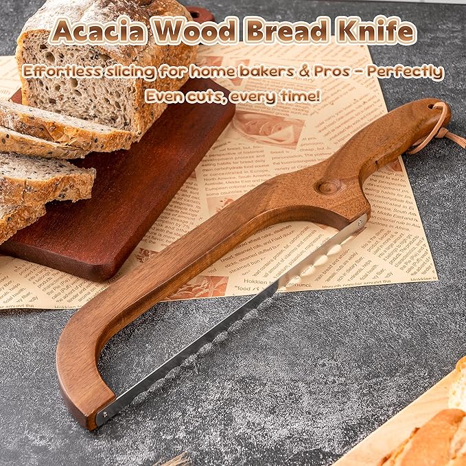 Bread Knife for Homemade Bread, 14.5" Wooden Sourdough Bread Knife, Sourdough - Image 2