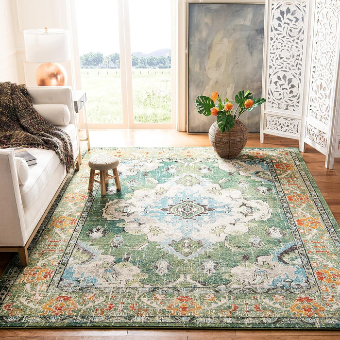 SAFAVIEH Monaco Area Rug 8x10, Large Forest Green & Light Blue MNC243F