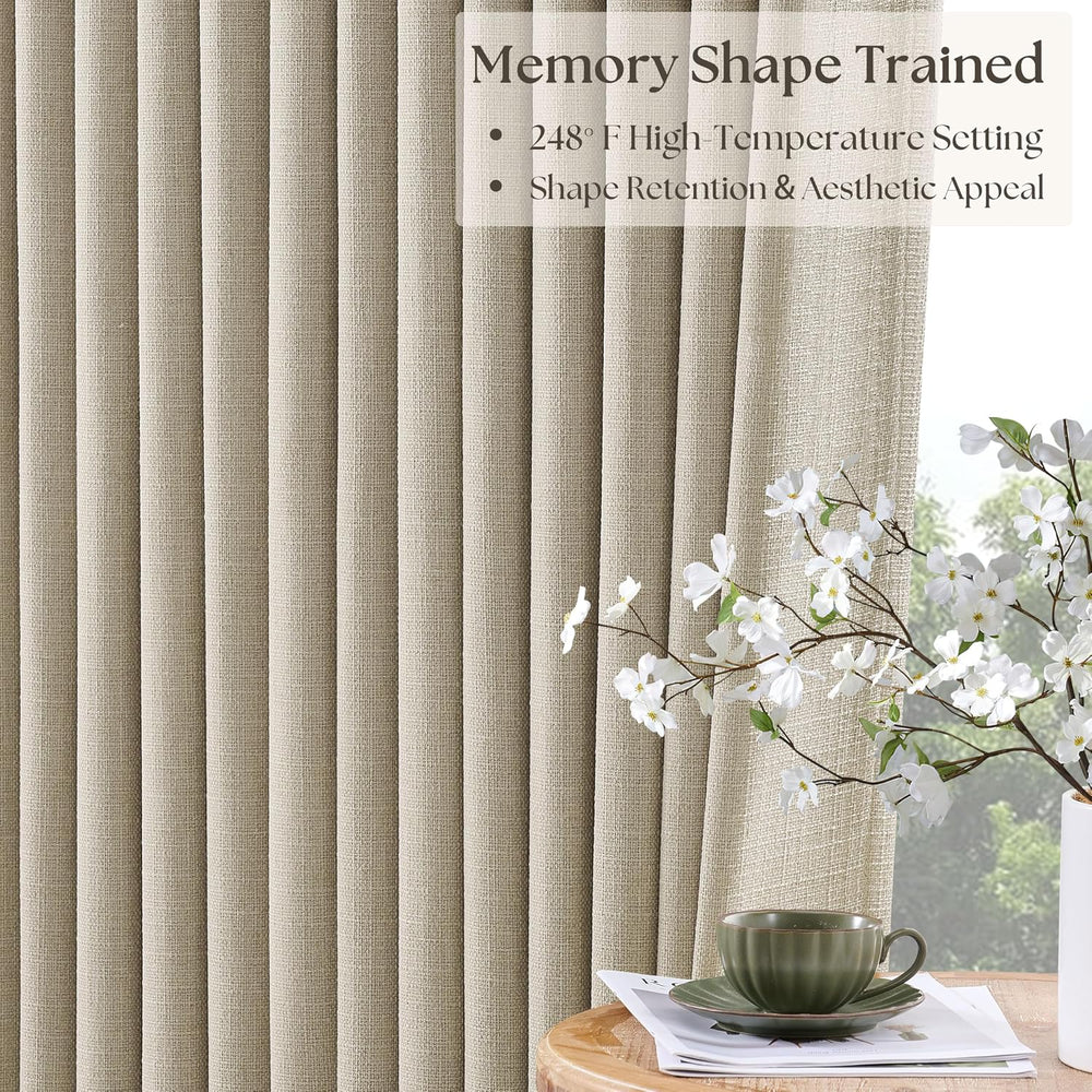 Extra Wide Oatmeal Beige Blackout Sliding Glass Door 108 Inch Curtains