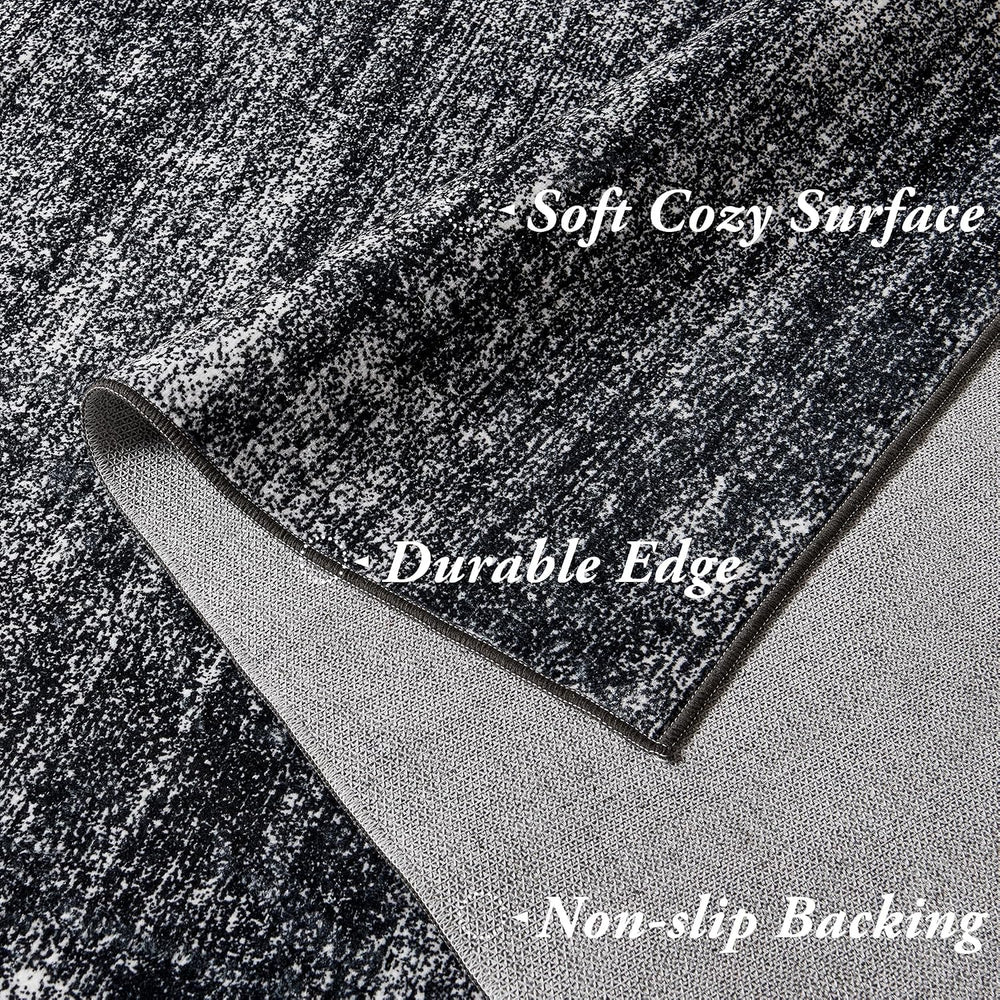 Black Area Rug 8x10 Abstract Soft Washable Rugs Hardwood Floor Protector