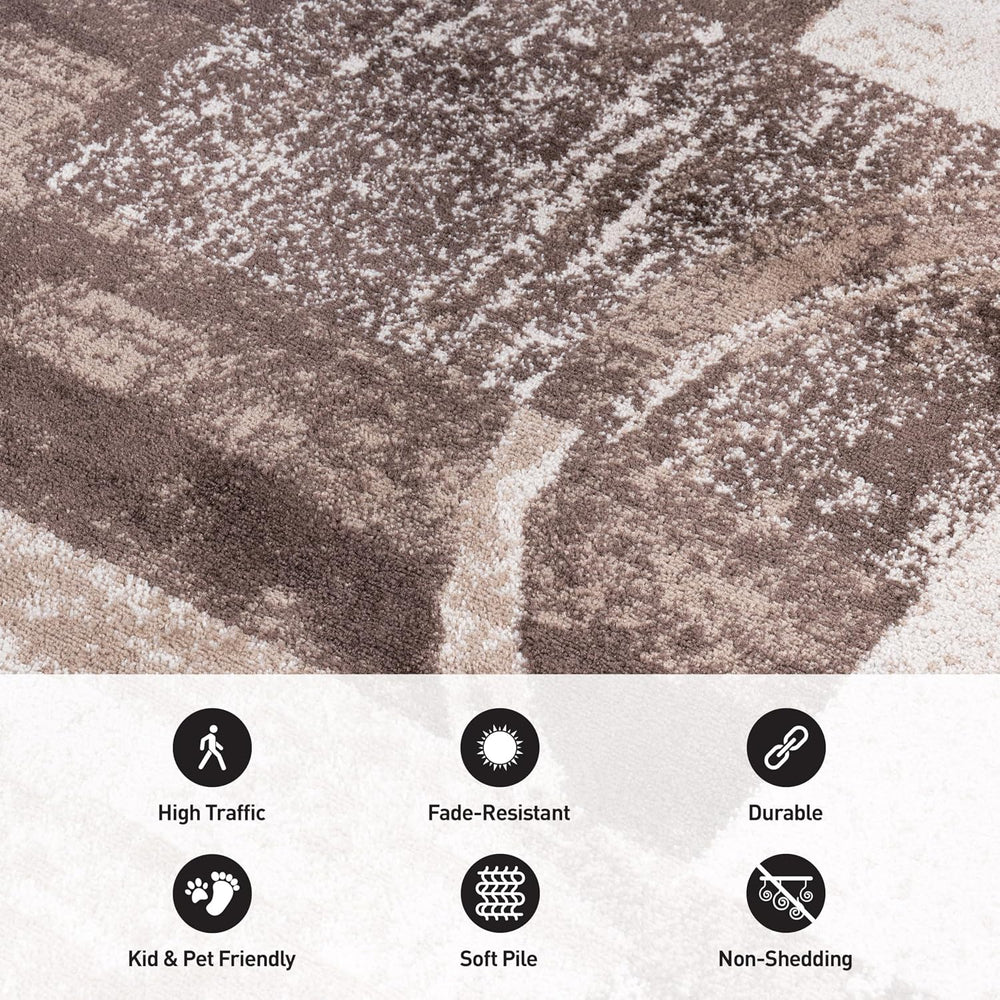 Rugshop Circle Design Contemporary Abstract Area Rug Brown 5'3" x 7&...