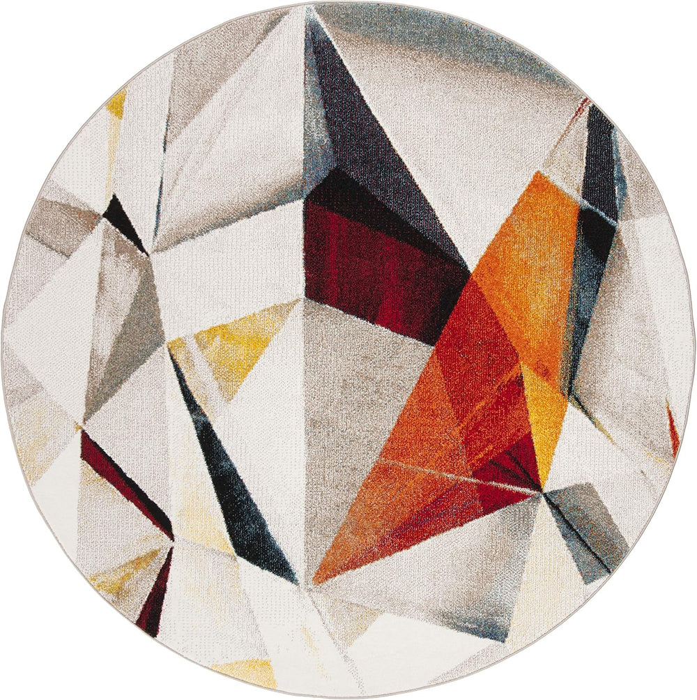 SAFAVIEH Porcello Collection Area Rug - 12' Round, Light Grey & Orang...