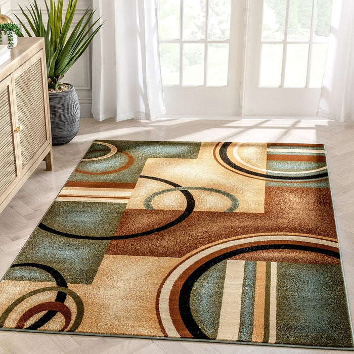 Well Woven Barclay Arcs & Shapes Light Blue Modern Geometric 8x10 (7'10" x 9'10") Area Rug