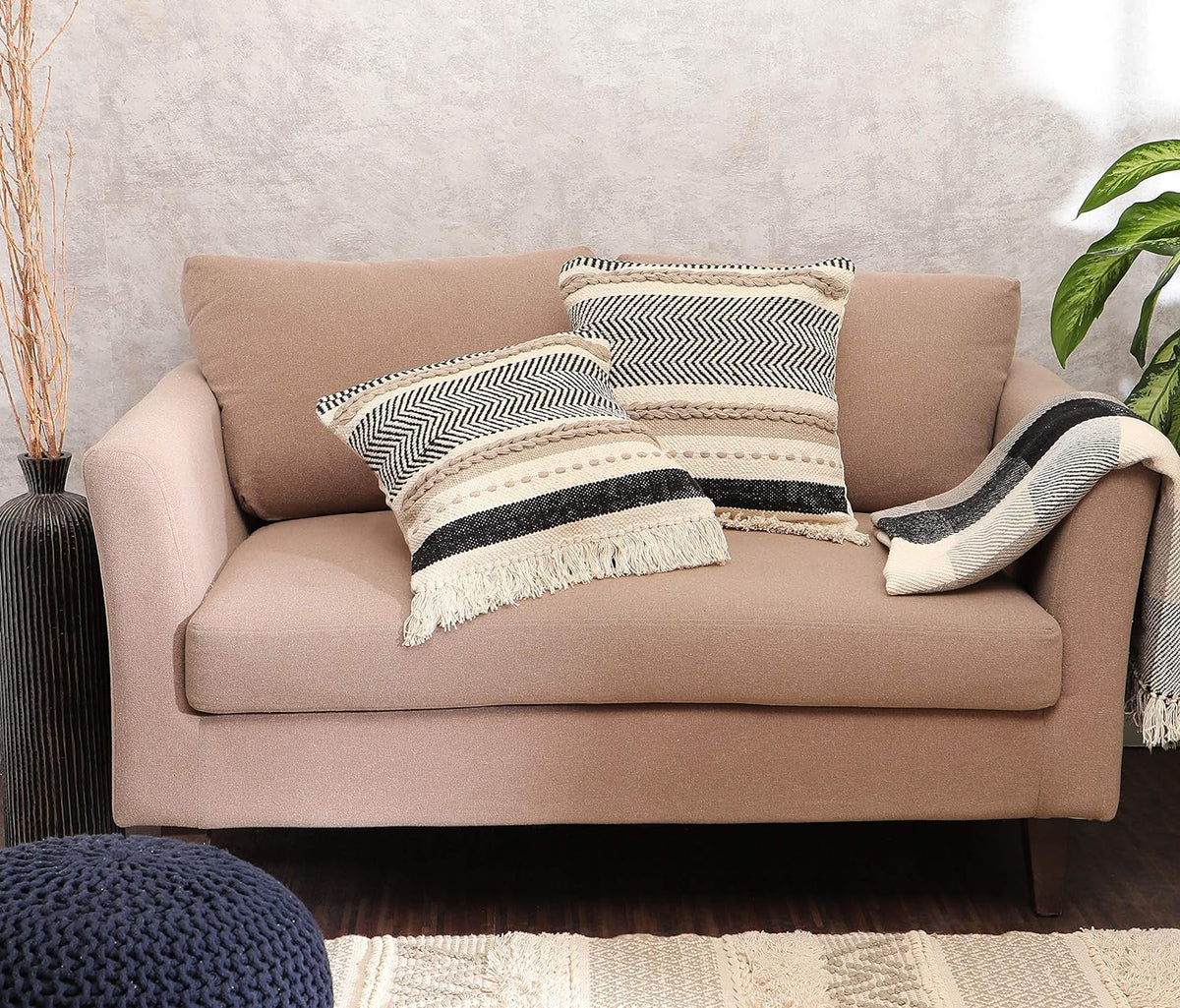 · redearth · boho textured handwoven throw pillow shown in use
