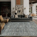 5x7 Washable Area Rug for Living Room Bedroom Vintage Black Grey Soft Low Pile by WondRg