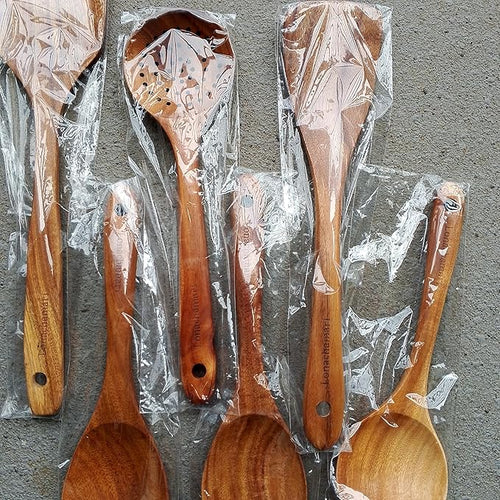 6-Piece Teak Wooden Kitchen Utensil Set – Heat Resistant, heat resistant - Image 2