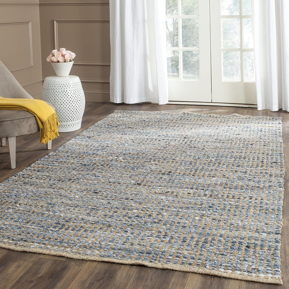 SAFAVIEH Cape Cod Collection Area Rug - 6' x 9', Natural & Blue, ...