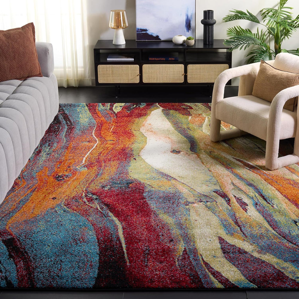 SAFAVIEH Glacier Collection Area Rug - 10'6" x 14', Red & Gr...