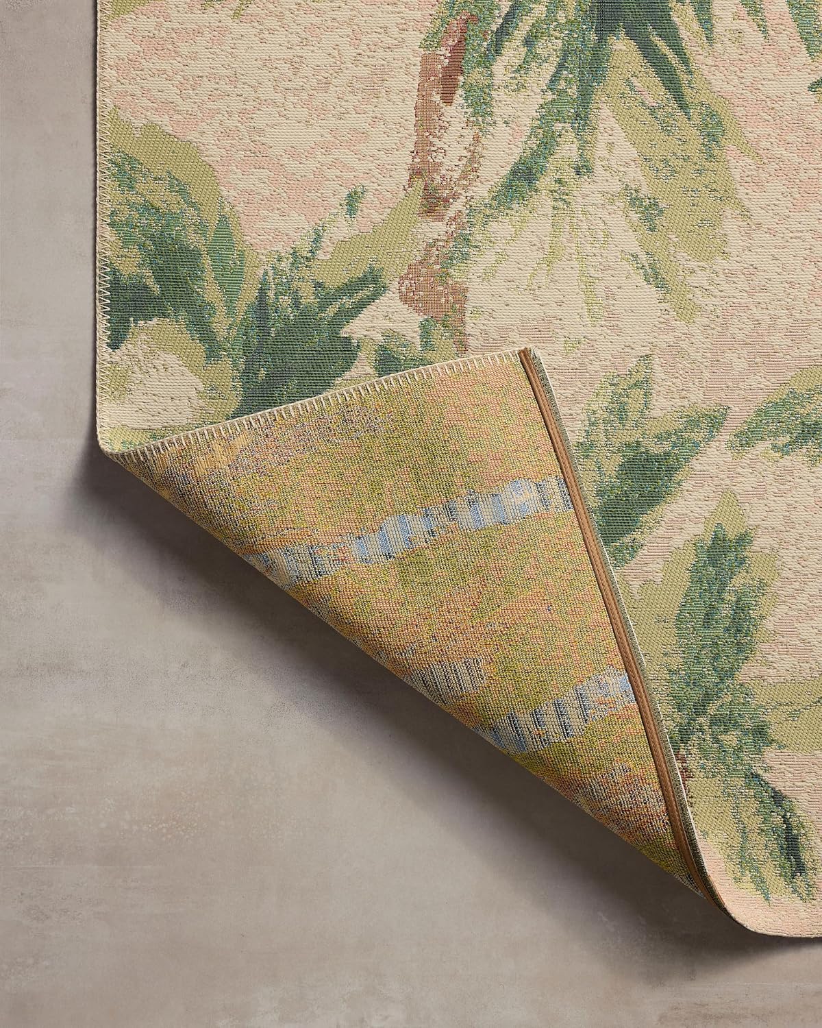 Loloi Botanical Clay/Green 2'-5" x 7'-8" Runner Rug | BOT-04 Indoor/Outdoor Approx. 2x8 Grey Hallway Entryway Kitchen, Vintage Inspired, Romantic, Runner Rug