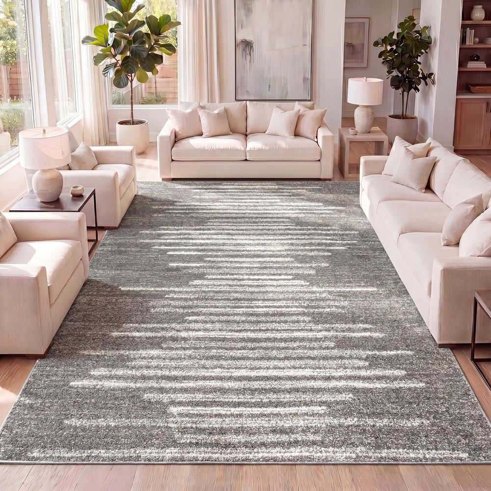 JONATHAN Y Aya Berber Stripe Geometric Gray/Cream Indoor Area Rug, 8x10, Cont...