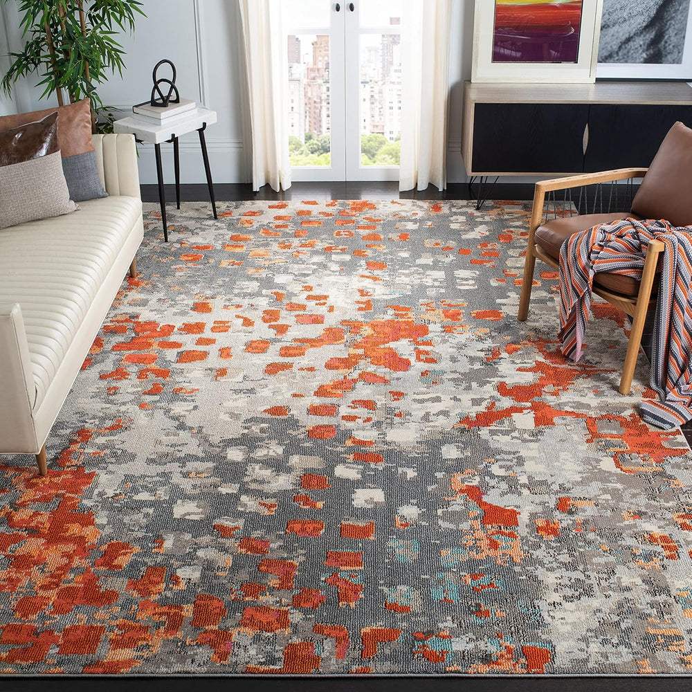 SAFAVIEH Monaco Collection Accent Rug - 3' x 5', Grey & Orange, B...