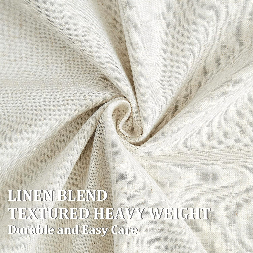 Vision Home Natural Pinch Pleated Full Blackout Curtains Linen Blended Room D...