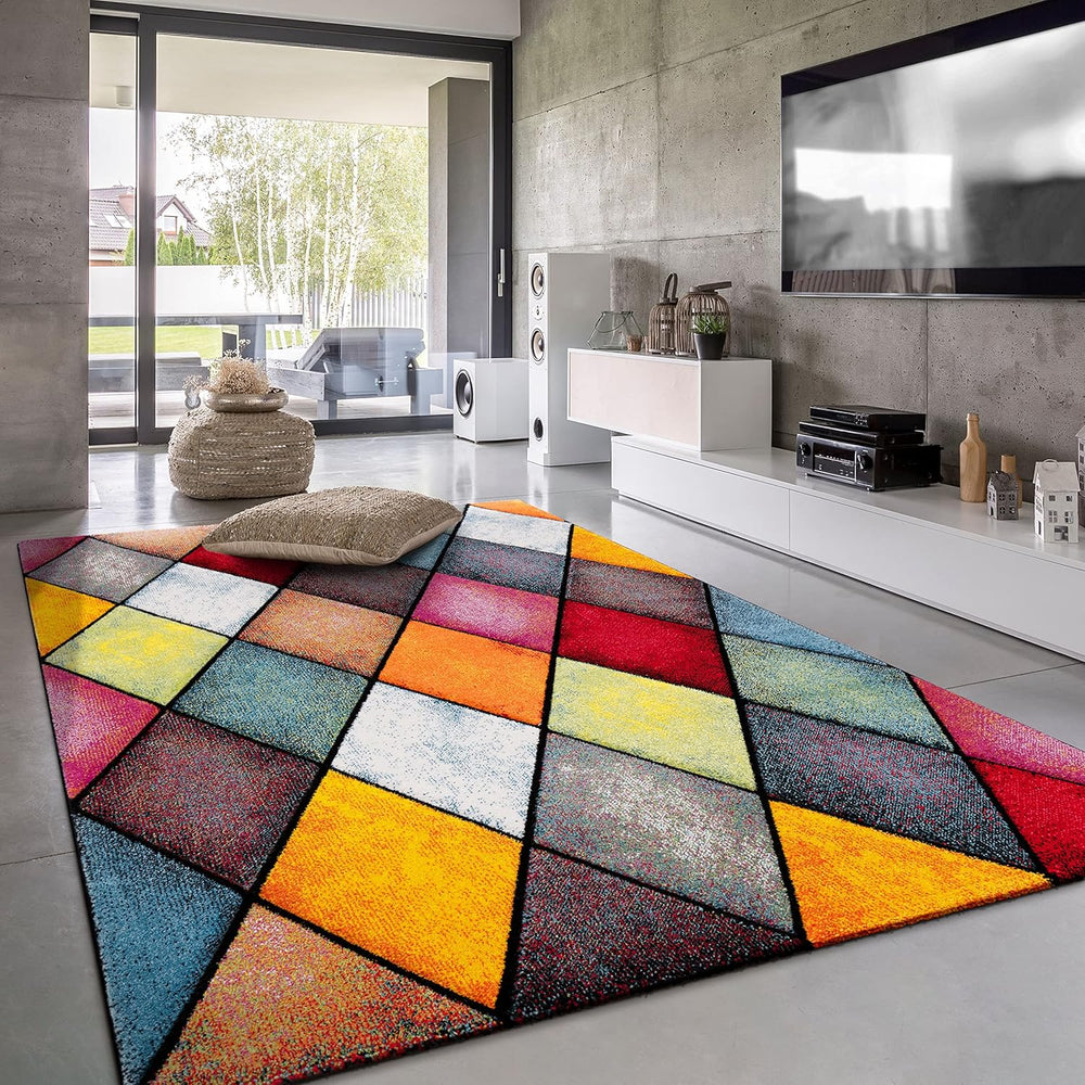 Paco Home Colorful Runner Rug with Geometric Diamonds in Multicolor, Size: 2&...