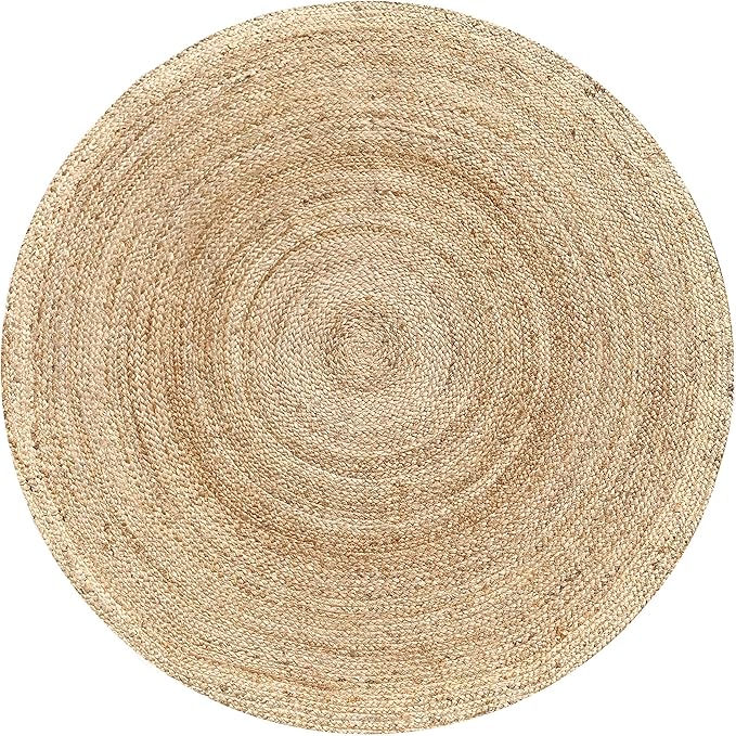 Hausattire Jute Braided Hand Woven Rug, 8 Feet Round – Natural, Boho Large Area - Image 3