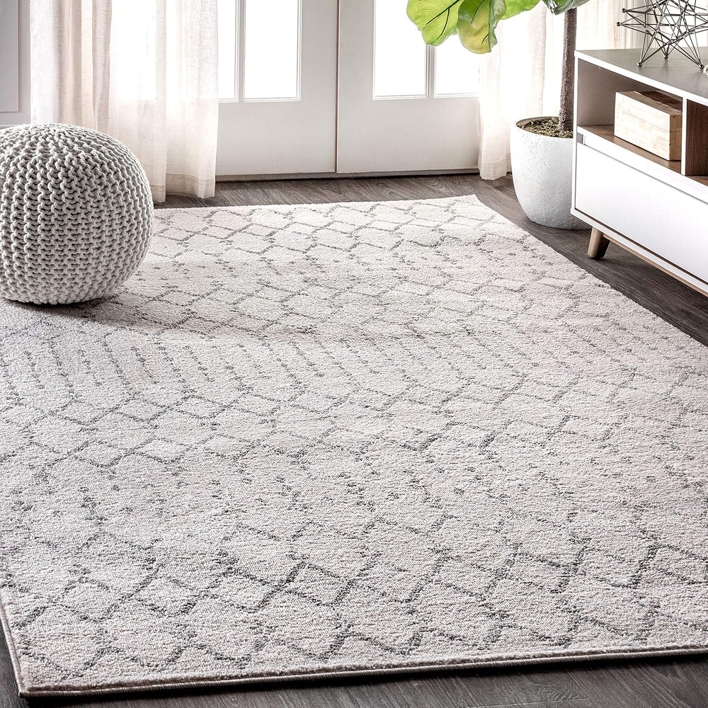 JONATHAN Y Boho Vintage Diamond Cream/Gray Indoor Area Rug 8X10 ft, Moroccan ...