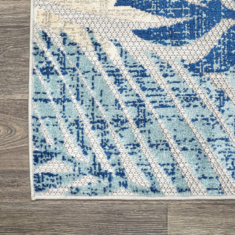 JONATHAN Y Tropics Palm Leaves Indoor Outdoor Area Rug 8X10 Gray/Blue