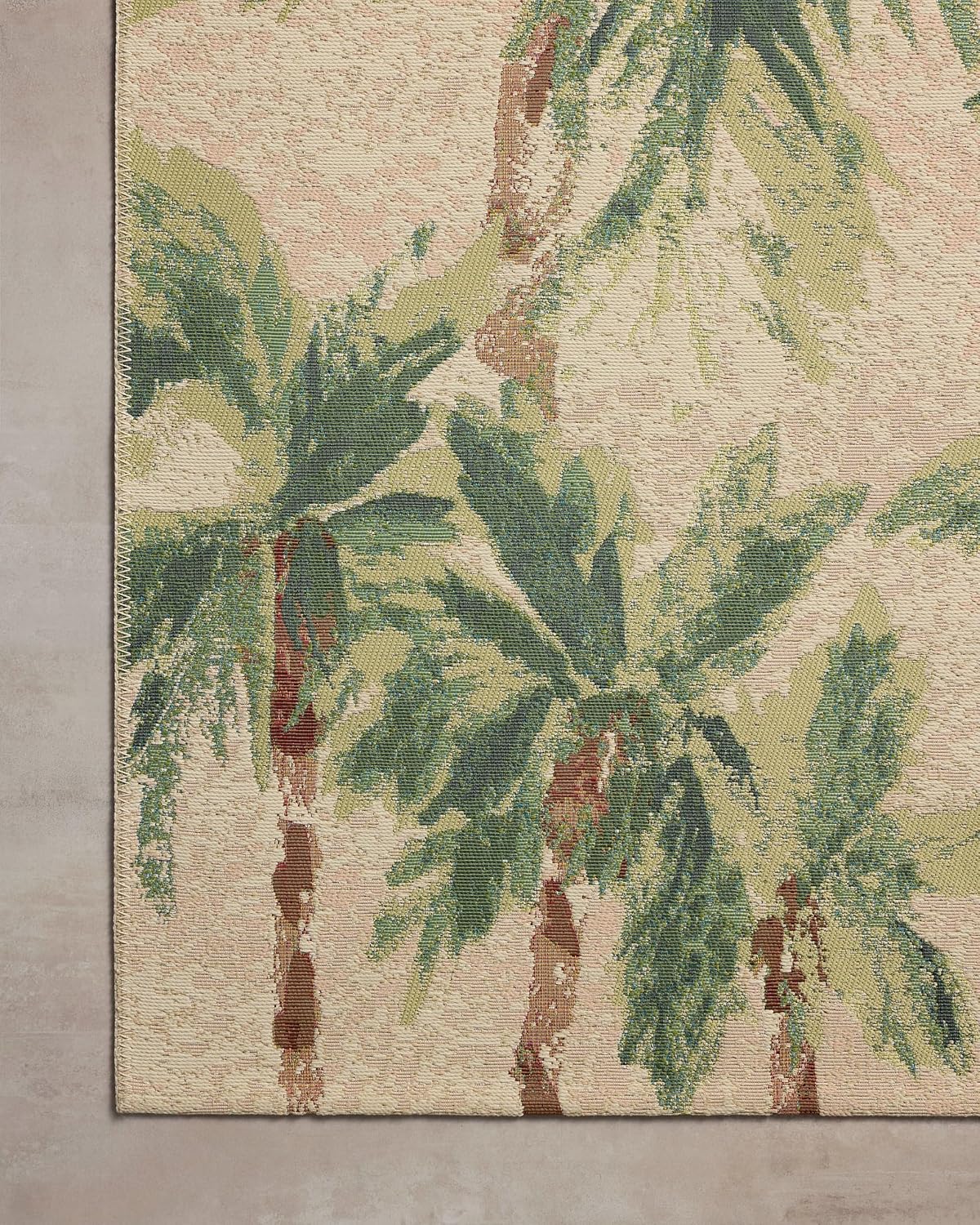 Loloi Botanical Clay/Green 2'-5" x 7'-8" Runner Rug | BOT-04 Indoor/Outdoor Approx. 2x8 Grey Hallway Entryway Kitchen, Vintage Inspired, Romantic, Runner Rug