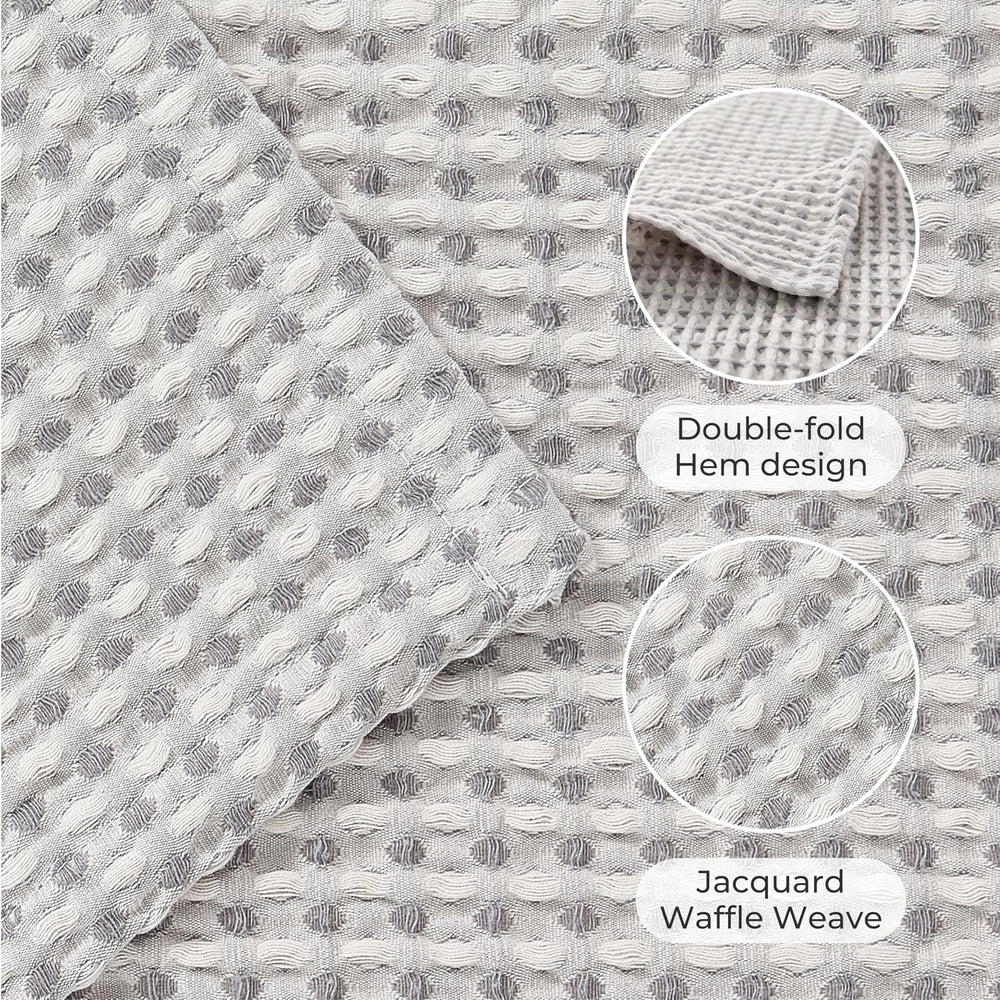 EGOHOME Cotton Two-Tone Check Pattern Waffle Blanket King Size