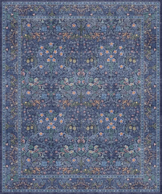 Washable Dark Blue Rug for Living Room - Image 2