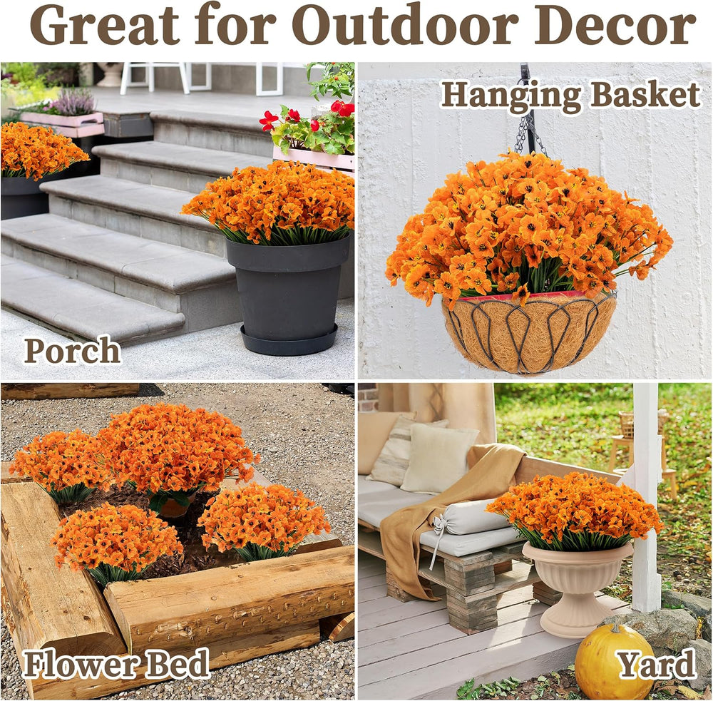 ColoPlay Artificial Mums for Outdoors, 24 Bundles Fake Flowers Fall Decor
