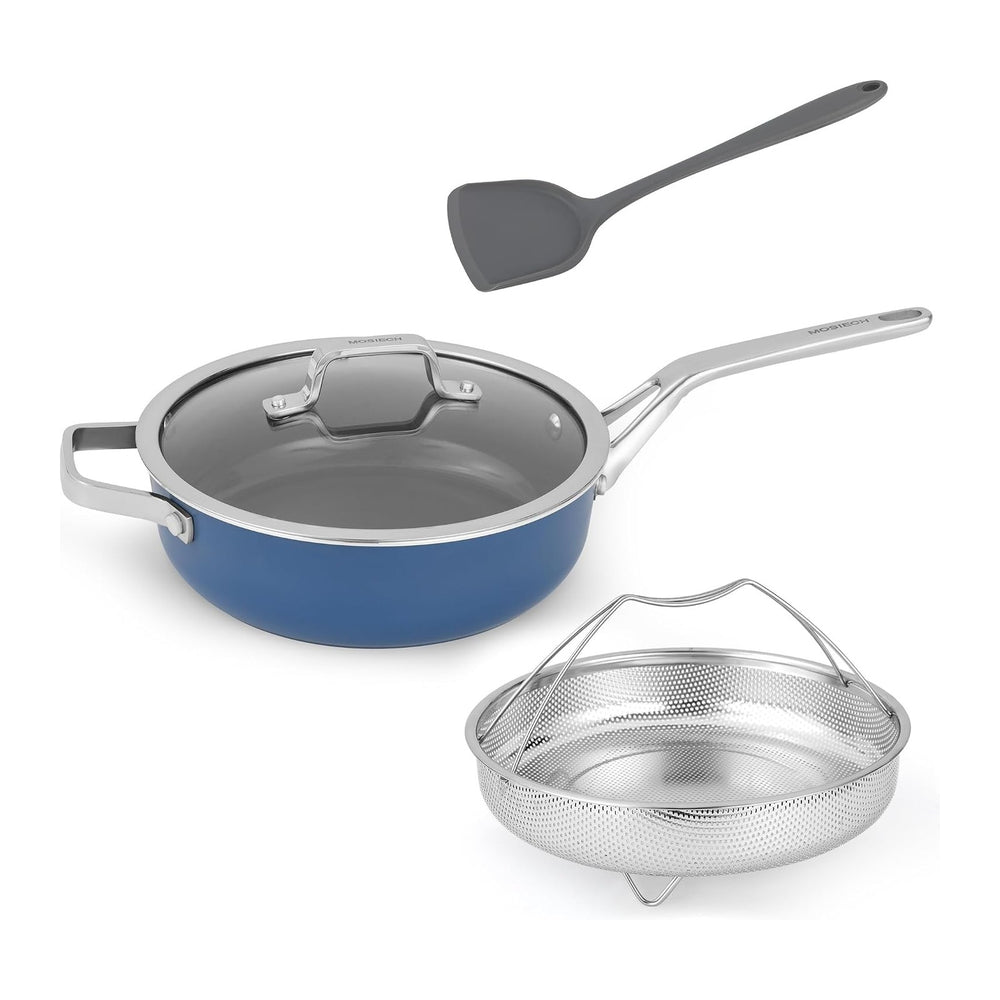 10-Inch Ceramic Non-Stick Cookware Set, 8-in-1 Multifunctional Cookware