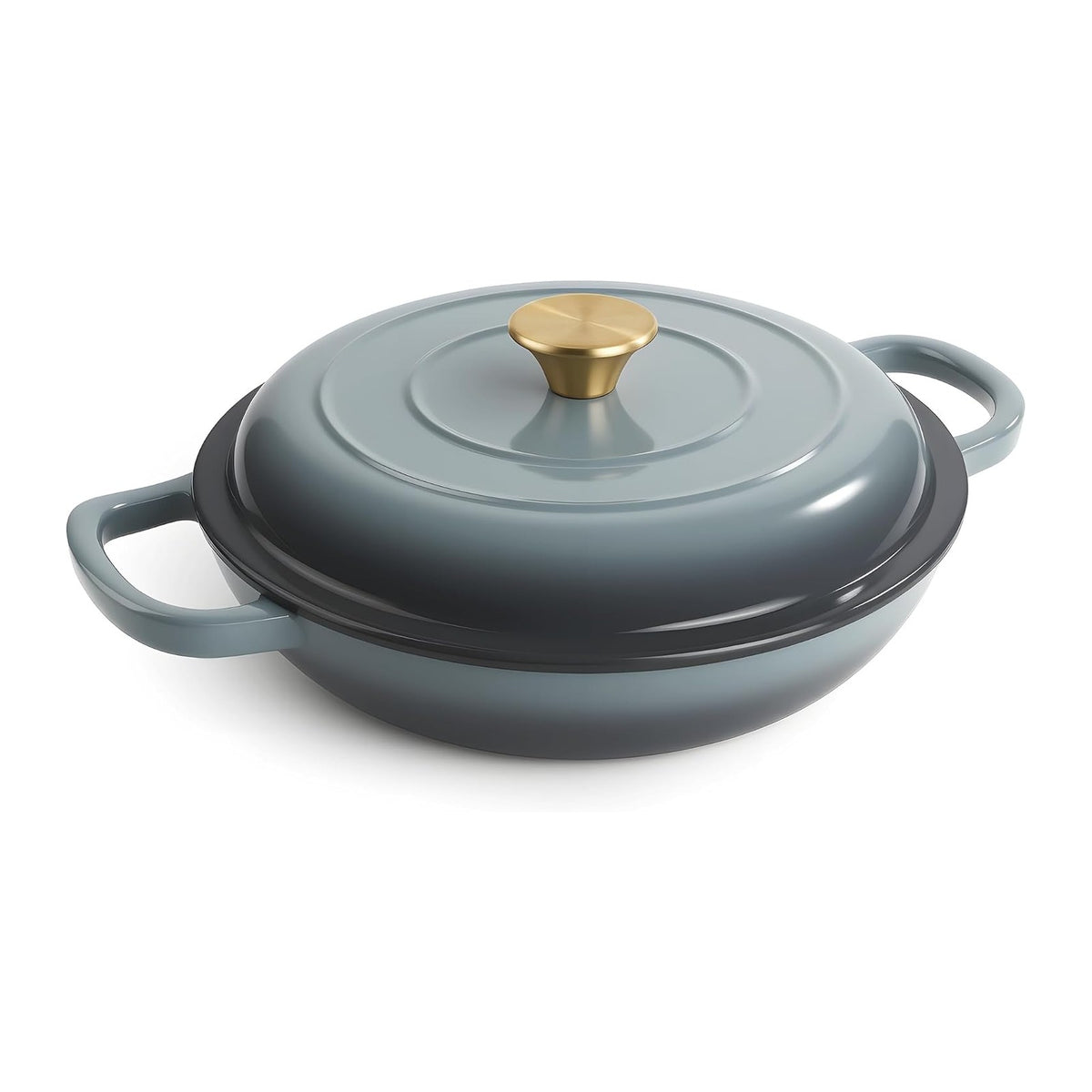 3 Quart Enameled Cast Iron Braiser, Non Stick Enameled Cast Iron Skillet
