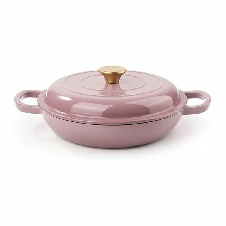 3 Quart Enameled Cast Iron Braiser, Non Stick Enameled Cast Iron Skillet