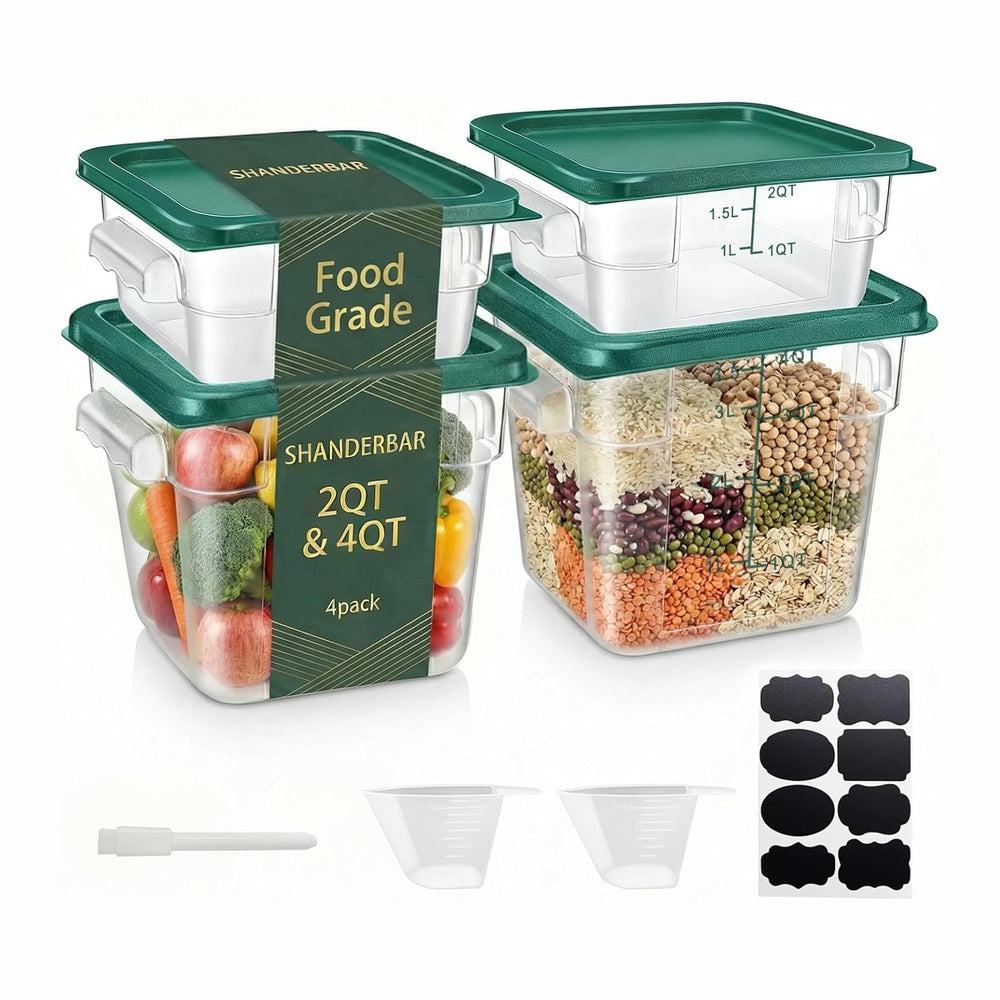 4 Pack 2QT & 4QT Food Storage Containers