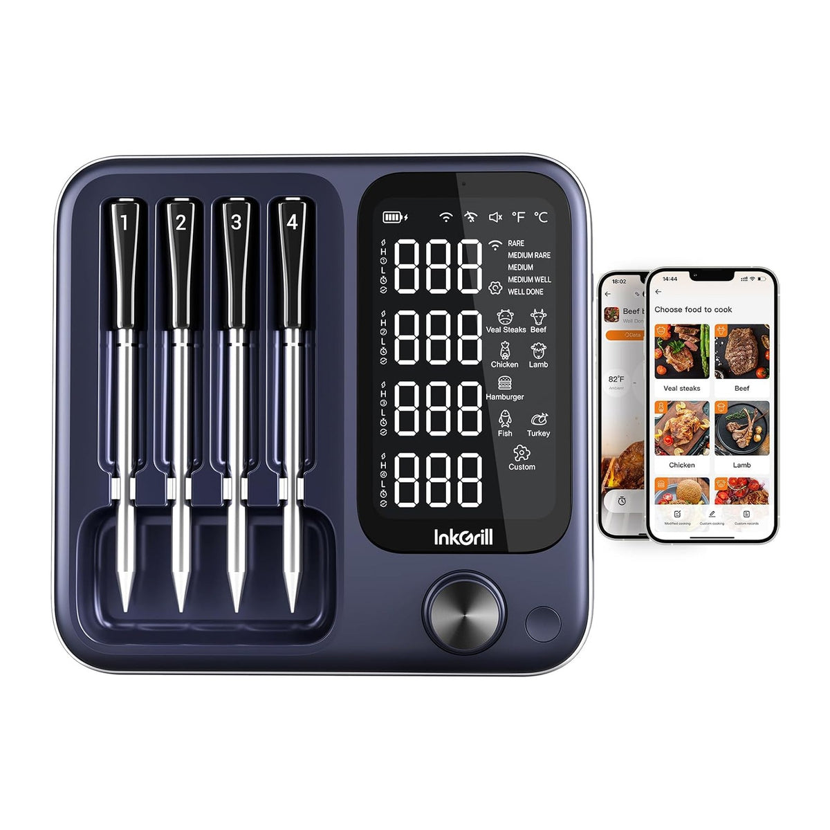4-Probe Digital Meat Thermometer Wireless